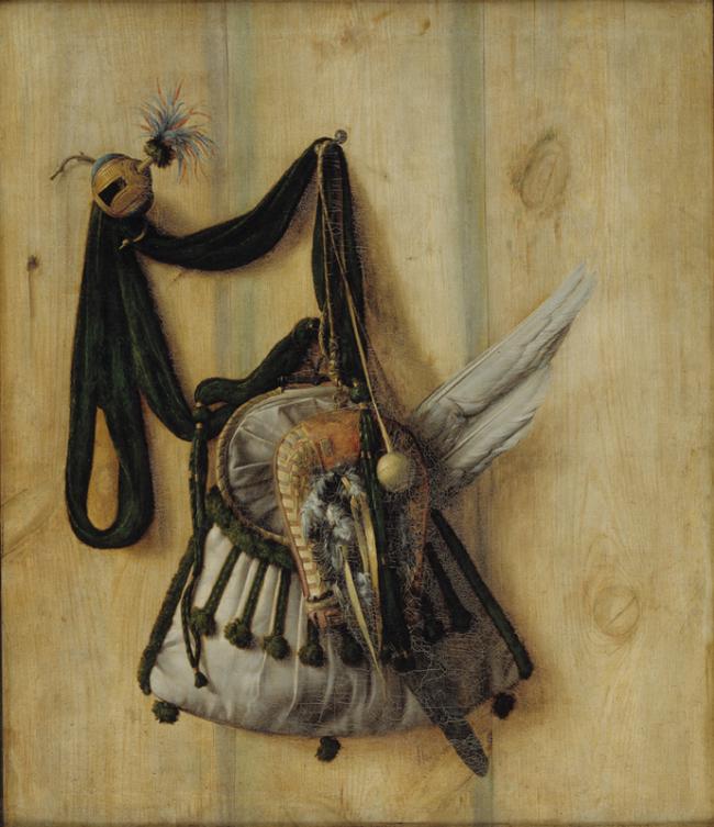 Trompe l'Oeil with Falconer's Bag and other Equipment for Falconry made in 1671